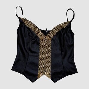 Y2K 2000s Leg Avenue Gold & Black Baby Cropped Top
